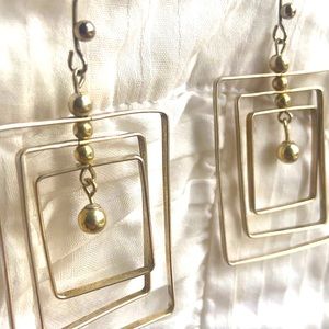 Vintage Sterling Silver Geometric Earrings